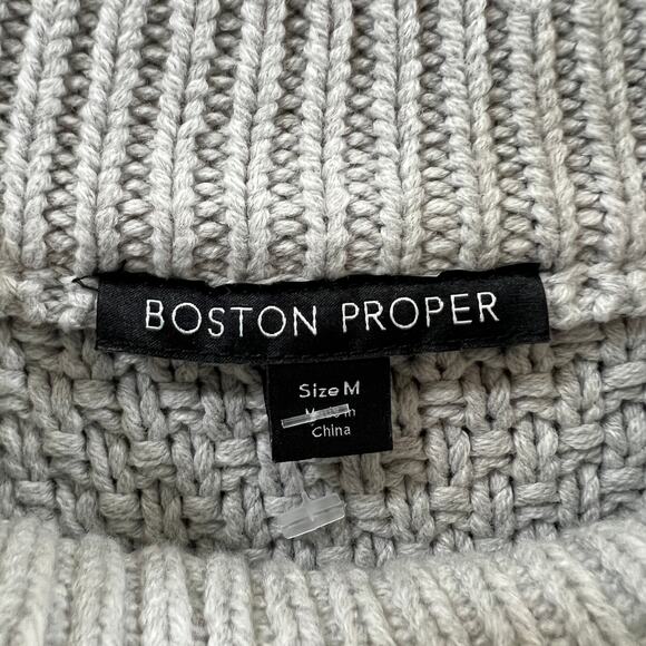 Boston Proper Long Sweater Womens Medium Gray Long Sleeve Knitted Pullover - Picture 3 of 8